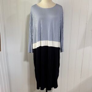 NWT J.Jill Striped Delft Blue Cotton/Modal Dress size 4x